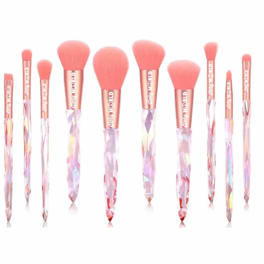 Girly World Cosmetics 10 PC Pink Crystal Makeup Brush Set